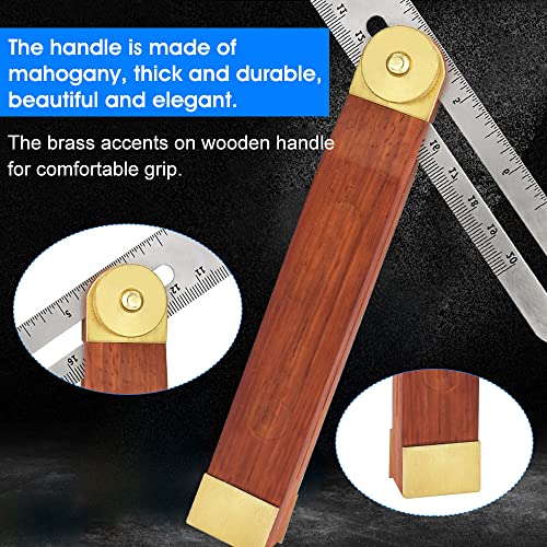 Adjustable Carpentry Square Bevel Gauge Sliding Bevel 9 Inch Hardwood Handle Stainless Steel Blade Ruler T Bevel Angle Finder Craft Bevel Tool for Craftsman Carpenter Architect Engineer Woodworking