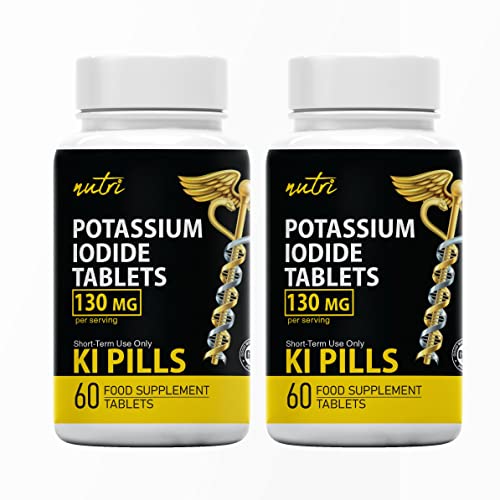 Potassium Iodide Radiation Tablets 130 mg (2 Pack) - (120 Tablets) EXP 10/2032 - Ki Pills Potassium Iodine Tablets for Radiation - Potassium Iodine Pills YODO Naciente Anti Nuclear Fallout Pills