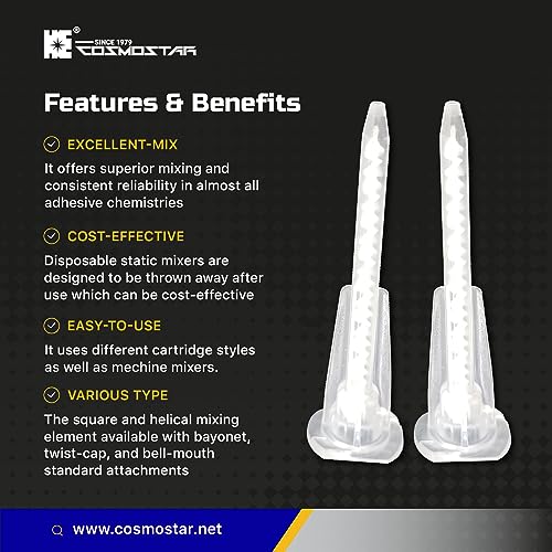 CosmoMix Helical Static Mixer Nozzle Tube Tip, Bayonet Connection, 2.44 Inches, 17 Elements - Image 2