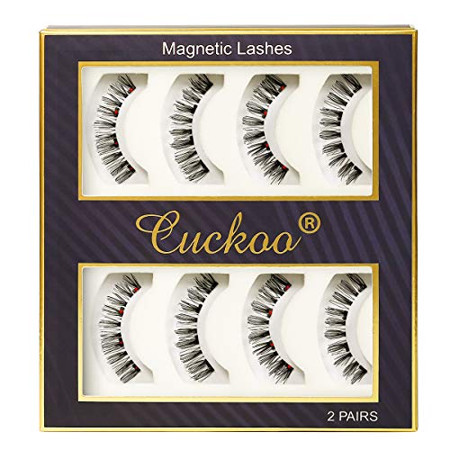 Magnetic Eyelashes False Lashes with Magnets Dual Magnetic Lashes Top and Bottom Magnetic Lashes Resuable Lashes 2 Pair / 8pcs Natural Style