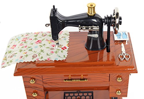 Artyea Vintage Mini Sewing Machine Style Plastic Music Box Table Desk Decoration Toy Gift For Kid Children, Brown #TOP4
