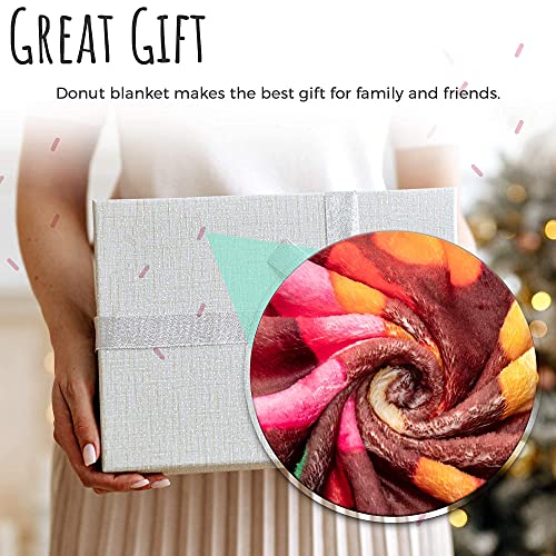 Donut Blanket, Soft Round Chocolate Donut Throw Blanket 60 Inches In Diameter For Kids. Fun Gifts For Family And Friends #TOP4