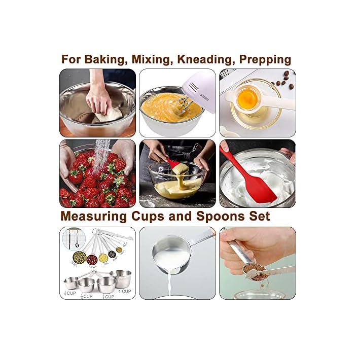 Buy Electric Hand Mixer Mixing Bowls Set, Upgrade 5Speeds Handheld