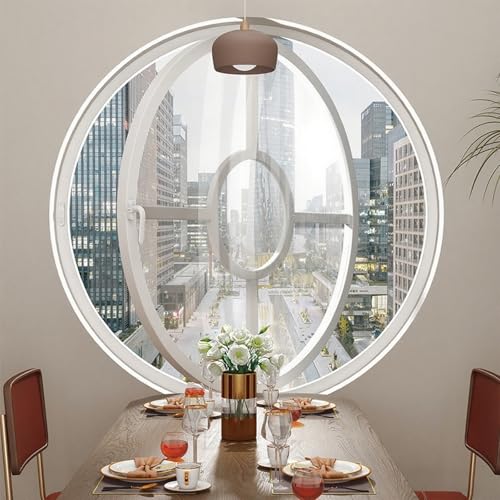 Ventana pivotante de vidrio templado con mango giratorio de 360° para ventilación interior en baño, cocina, dormitorio, sala de estar