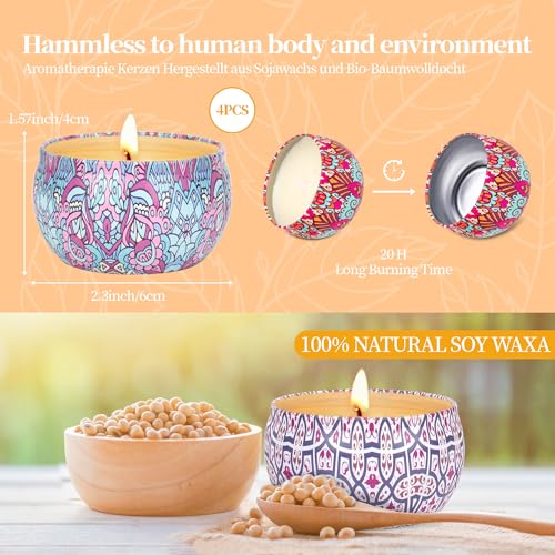 Scented Candles Gift Set for Women Men, Aromatherapy Candle Set Soy Wax 4 Pcs,Stress Relief Fragrance Candle Tea Lights Lavender,Blue Bell,Wood Sage&Sea Salt for Birthday/Valentine's Day/Christmas - Image 6