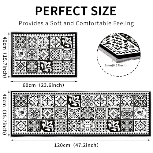 2 Pieces Non Slip Kitchen Mat Set, Washable Kitchen Floor Mat For Kitchen, Entryway, Hallway Runner Set Washable Runners (B06, 40x120cm+40x60cm) - Image 3