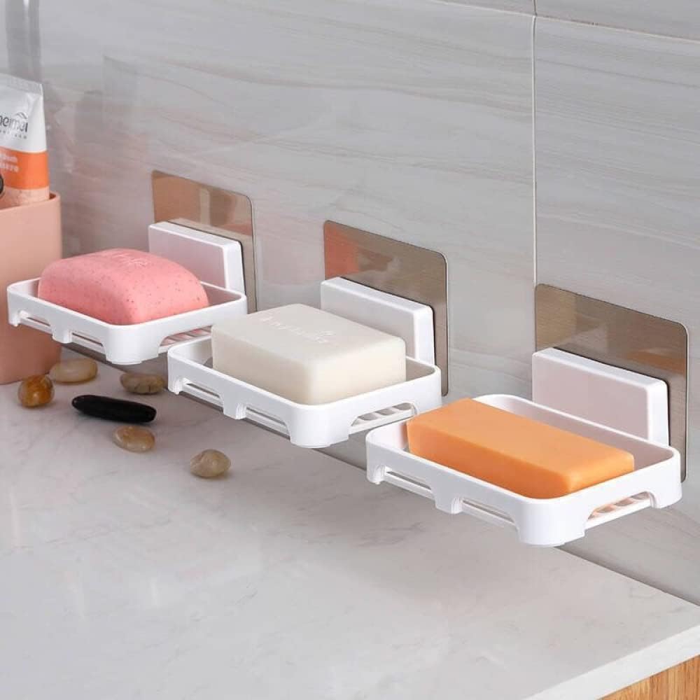 Jabonera, Jabonera montada en la Pared, cajón, Soporte de Drenaje, Caja Almacenamiento Esponja Cocina, Ahorro jabón, fácil Limpieza(Pink)