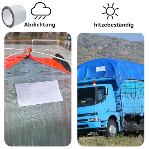Reparaturklebeband für Gewebeplanen,LKW Plane Reparatur Spezialband,6M×8CM für LKW abdeckplane, Markise, Zelt, Schlauchboot Stark klebrig,Wasserdicht, Abriebfestigkeit Weißer