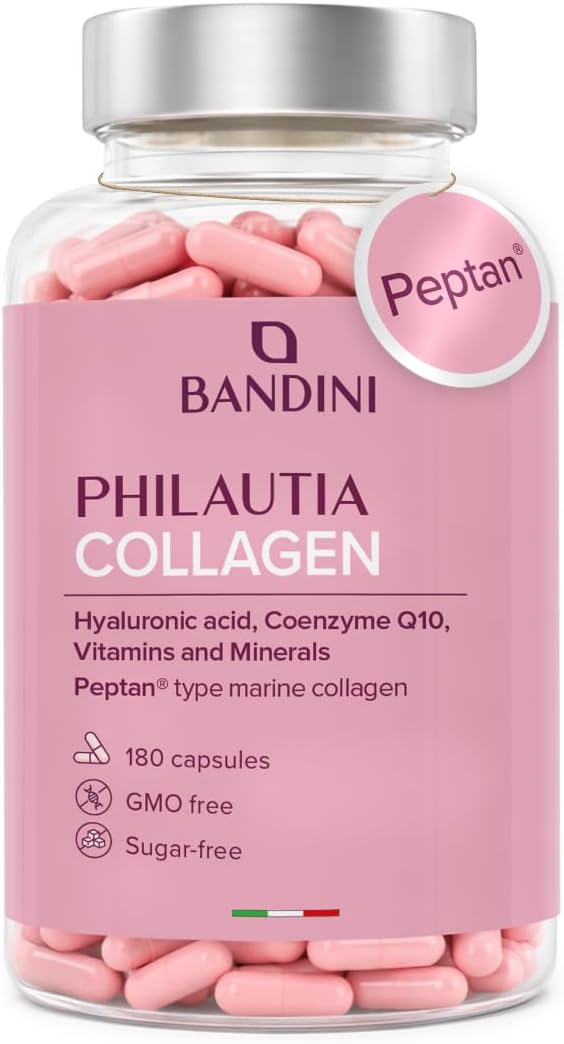 Collagen Peptan® and Hyaluronic Acid 180 Capsules + Vitamin C, Biotin, Zinc, Coenzyme Q10 and Selenium, 1000mg Collagen Marine Hydrolysate Type 1 — Elasticity of Skin, Joints and Bones