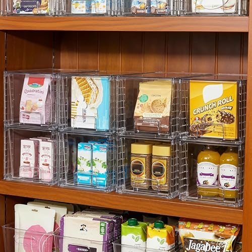 XWYWX 4 Cajones Apilables Medianos, Organizadores Acrílicos Transparentes con Asas, Fácil Montaje para Baño, Cocina Bajo Fregadero, Gabinete, Armario, Maquillaje y Despensa - imagen 8