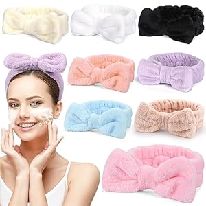 UMIKU 8 Pack Facial Headbands for Women – Soft Coral Fleece Cosmetic and Skincare Head Wraps for Makeup, Hair Care, Face Washing and Spa Gifts