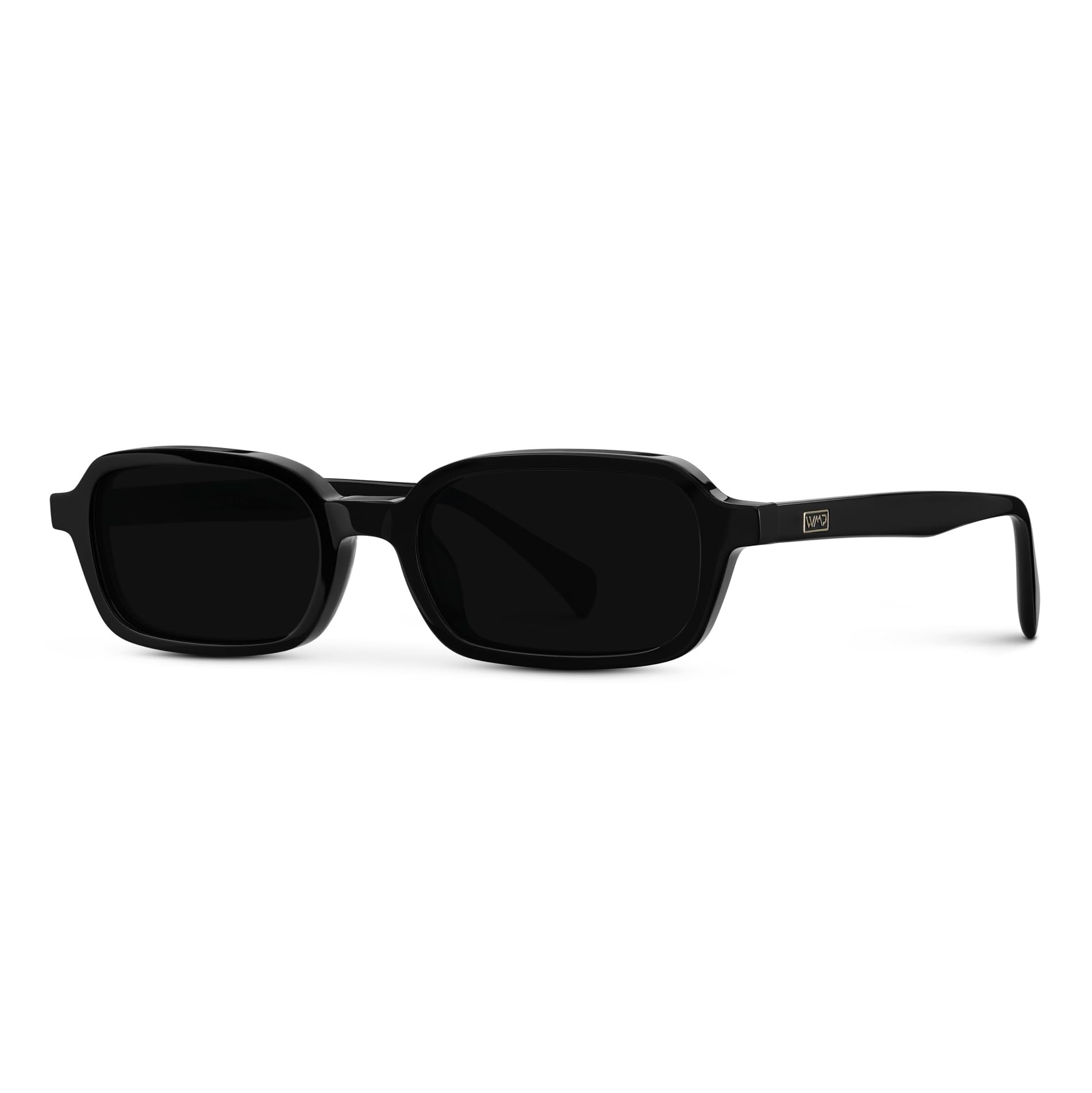 Photo 1 of WearMe Pro WMP Eyewear – Women’s Slim Rectangular Sunglasses: 90s Compact Frame, Anti-Reflective Lenses, Minimal Style (Black/Triple Black Lens)