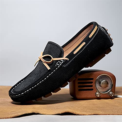 Mens Loafers Genuine Leather Deck Shoes 1-Eye Stitching Details Round Toe Flat Heel Comfortable Lightweight Classic Slip-on4