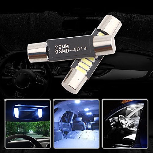 EverBright 29MM 1.14" Super White LED Mirror Fuse Sun Visor 6641 6612F 12V Festoon Dome Light LED Bulbs, 4014-9SMD, Pack of 10 - Thumbnail 6