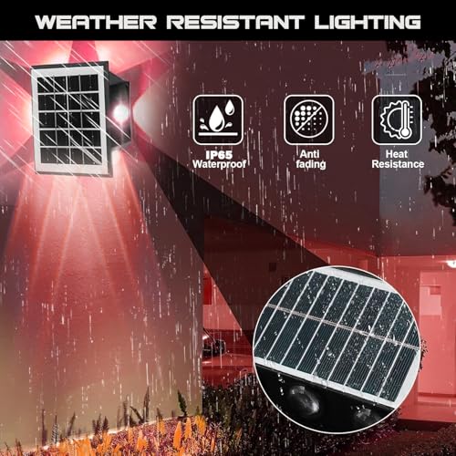 Image of Gigawatts 6 LED Solar Wall Light On /Off Botton & 1.5Ah Battery Water Resistant Decor Deck Fence Lights Flood Lamp for Home Garden Terrace Patio (Set of 1, RGB)