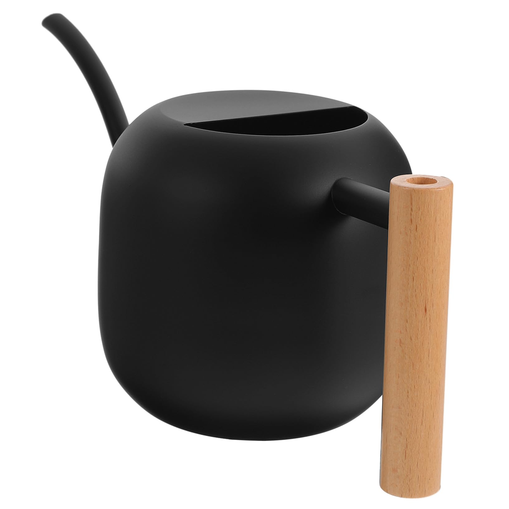 Gießkanne mit Langem Ausguss 1200ml aus Edelstahl und Holz Schwarz