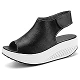 DAFENP Sandalias para Mujer con Plataforma de Cuero, LX908-1-black-EU41