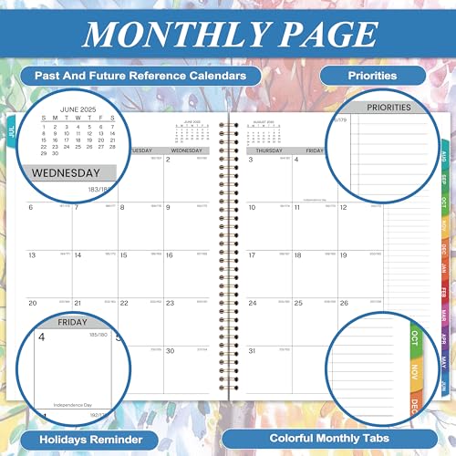 Daily Planner 2025-2026 - Appointment Book 2025-2026, 9\'\' x 11\'\', Hourly Planner Jul.2025 - Jun.2026 with Coated Inner Tabs