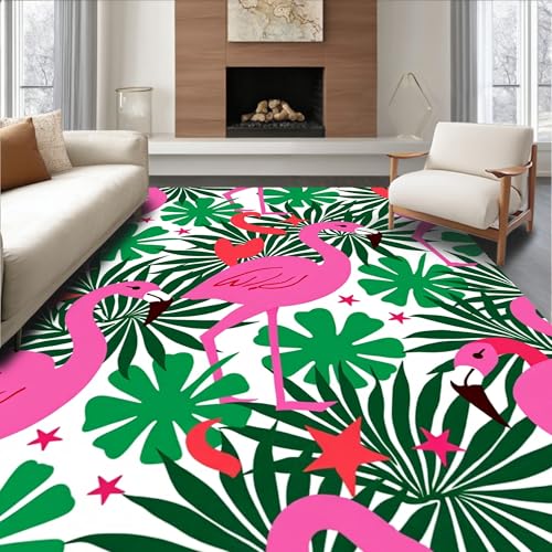 ODIKA Ultra Soft Area Rug 6x9, Vibrant Pink Flamingo Welcome