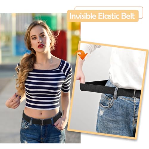 Hawowz 2Pcs No Show Stretch Belt For Women Invisible Elastic Belt Stretch thumb #1