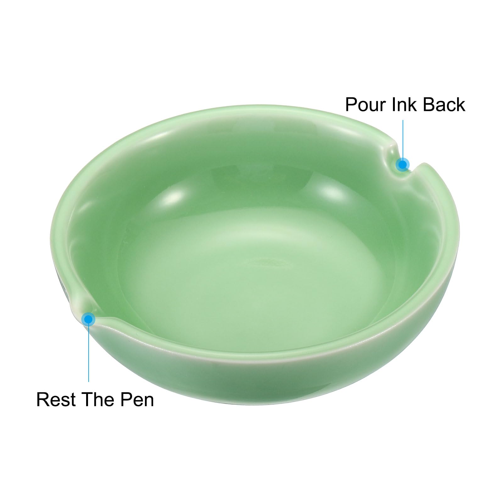 PATIKIL Ink Dish Plate for Chinese Calligraphy Writing Ceramics Ink Holder Rest Ink, Water Dish - Image 3