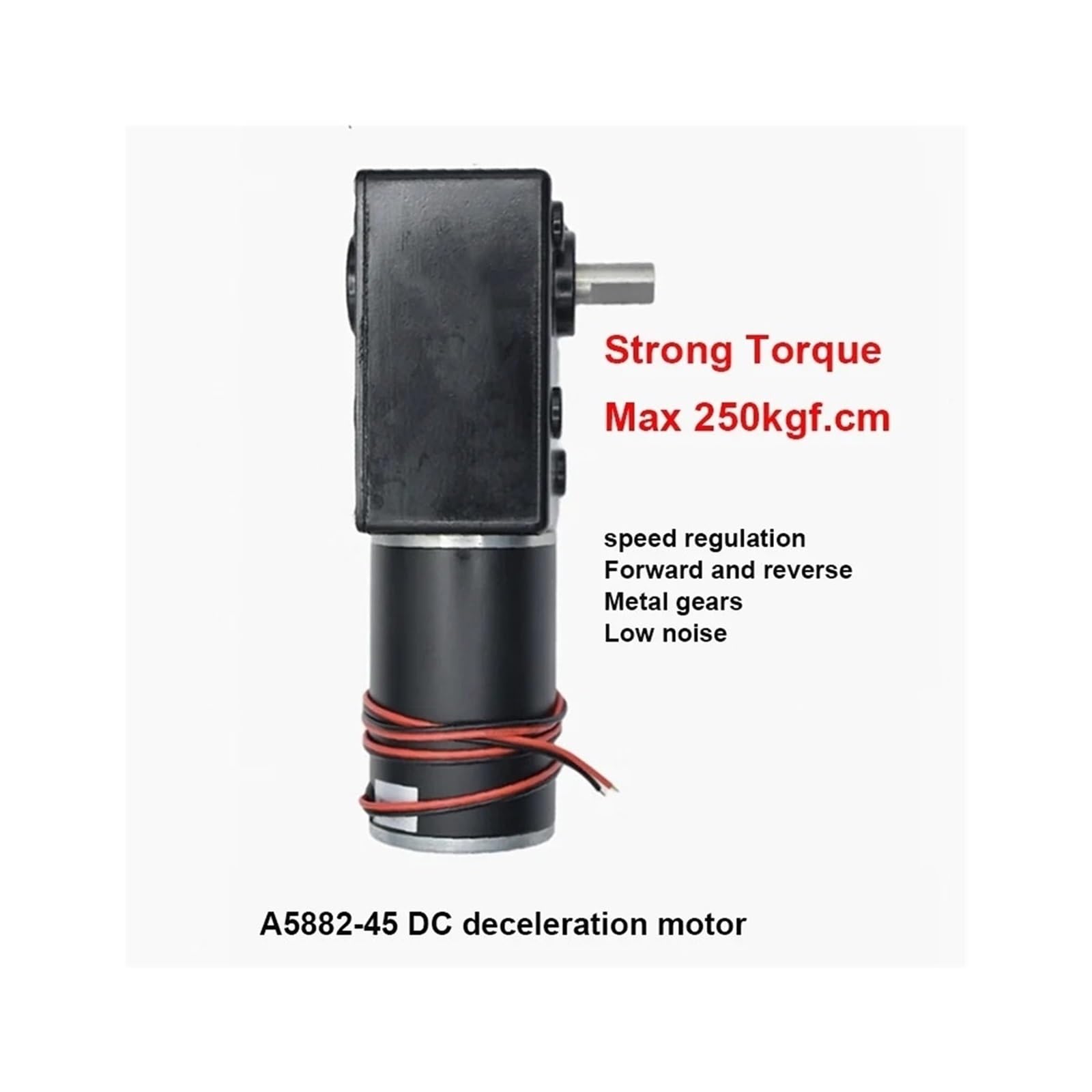 DC12V 24V Getriebemotor mit starkem Drehmoment Metall-Turbo-Schneckengetriebemotor Rückwärtsgang Niedrige Geschwindigkeit 250 kg.cm Selbstsperrender Schnecken-DC-Getriebemotor(24V 260rpm)