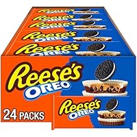 REESE'S OREO Milk Chocolate and White Creme Peanut Butter Cups, Candy Packs, 1.4 oz (24 Count)