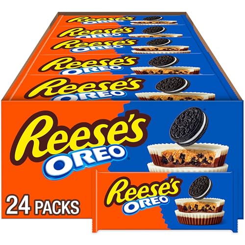 REESE'S OREO Milk Chocolate and White Creme Peanut Butter Cups, Candy Packs, 1.4 oz (24 Count)