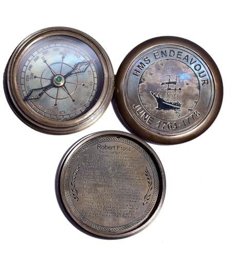 Brújula antigua de latón para excursión, camping, trekking, viaje. Brújula magnética vintage grabada para barco y regalos de bautismo