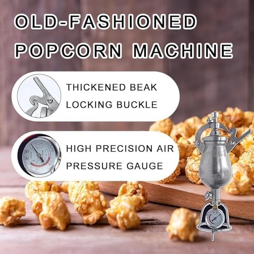 Vintage Chinese Popcorn Machine - Manual Stainless Steel Popcorn Maker, 300ML Capacity, Traditional Popcorn Poppers for Home & Parties, Classic Snack Appliance