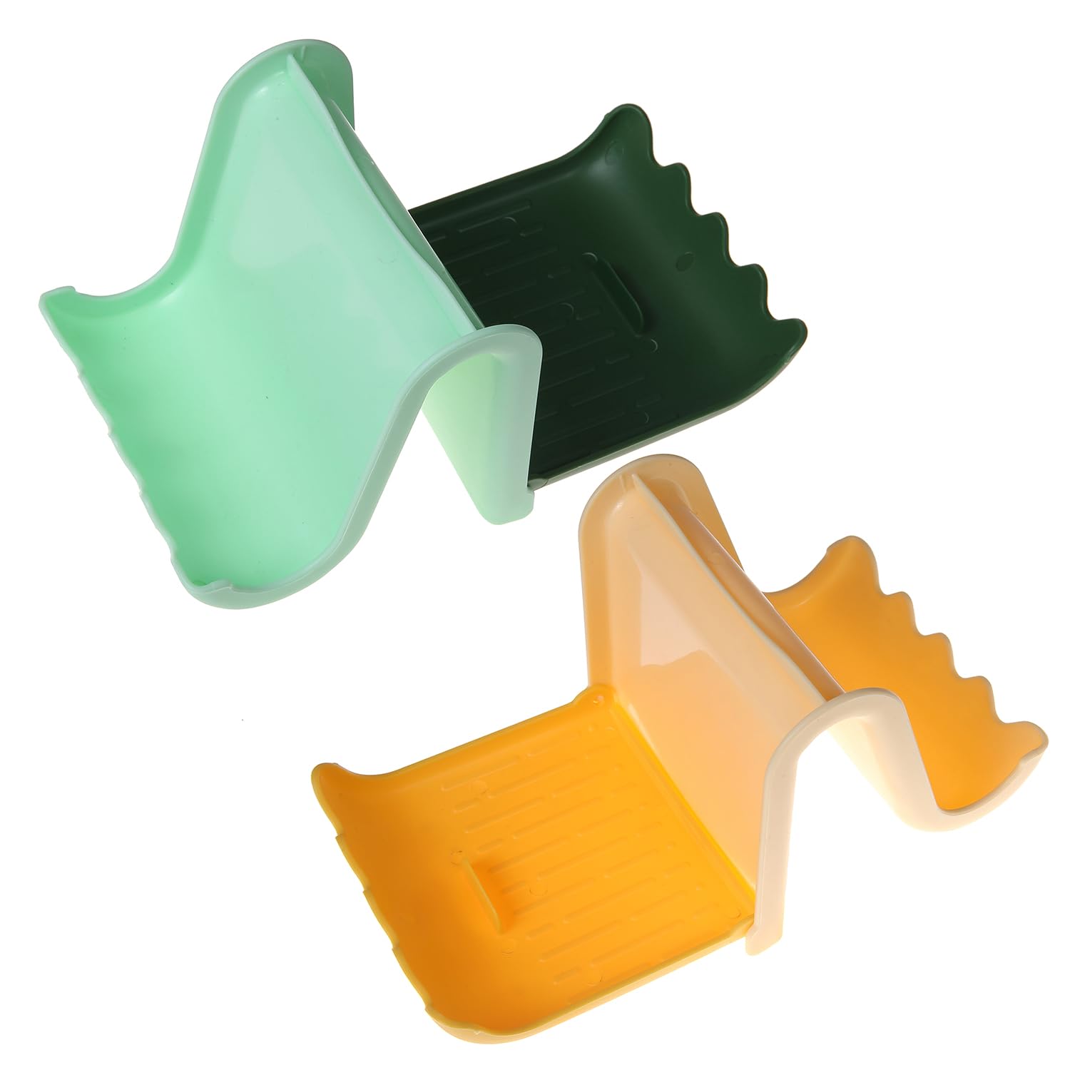 2 Pack Kitchen Utensil Rest, Spoon Rest, Kitchen Utensil Set, Foldable, Heat-Resistant, BPA - Free Spoon Holder for Spoons, Ladles, Tongs & More - (Yellow & Green)