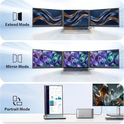 Image of APILDELLA 15.6'' Triple Laptop Screen Extender One Cable Connection, 1080P FHD Laptop Extended Monitor Portable with Speaker, Ultra-Slim Travel Monitor for 13-17.3 inch Laptops, Work with Mac, Window