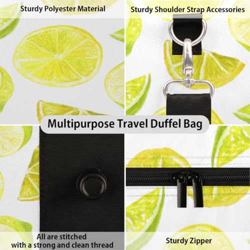 Slice Lemon Travel Duffel Bag, Summer Fruit Sports Tote Gym Bag, Foldable Weekender Overnight Bag, Luggage Handle Bag for Women Men3