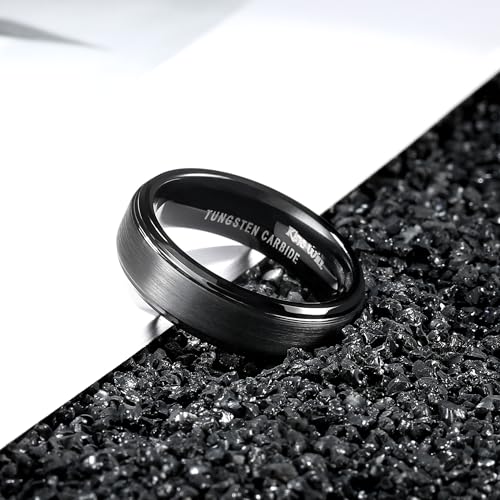 Image of King Will Classic Tungsten Wedding Band for Men, 6 /7 /8 /9 /10mm Widths, Polished Finish Step Edge Matte Rings Comfort Fit
