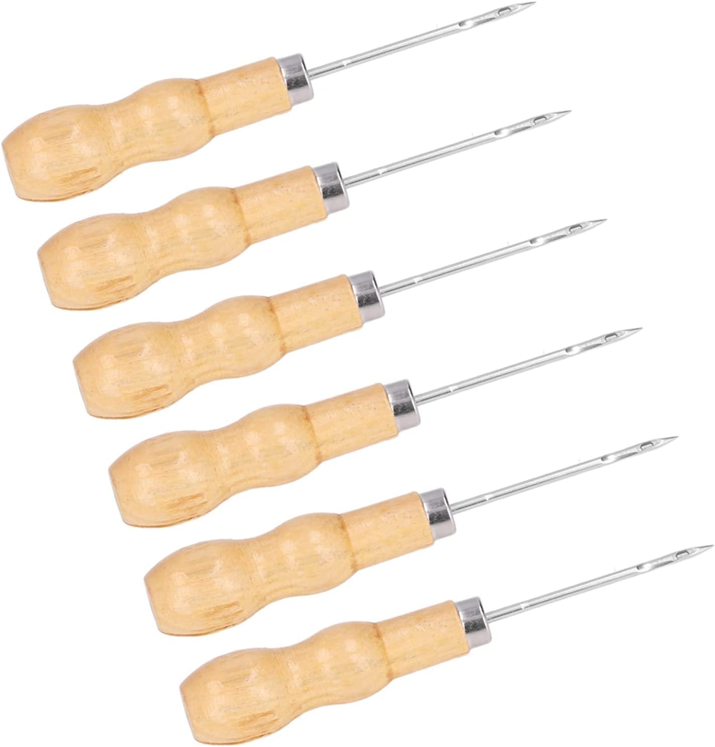 Poinçon de couture en cuir, poinçon à main, outil de poinçon en cuir, poinçon en cuir, 10pcs poinçon de couture en cuir manche en bois 125mm de longueur kit d'outils à main for réparer le bricolage