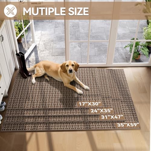 Image of Indoor Door Mat 24 inchx72 inch,Door Mat Indoor Entrance Dirt Resistant and Absorbent Non-Slip Rubber Backing Front Door Mats Washable Low-Profile Mats for Entryway, Inside Entrance Easy Clean Brown