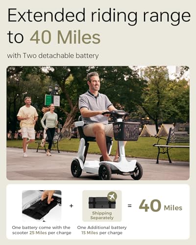 Image of PAISEEC S3 Mobility Scooters for Seniors, 25 /40 Miles Long Range, 2-Step Folding Mobility Scooter for Adults, 300 lbs Capacity, AI Speed Control, All Terrain Mobility Scooter