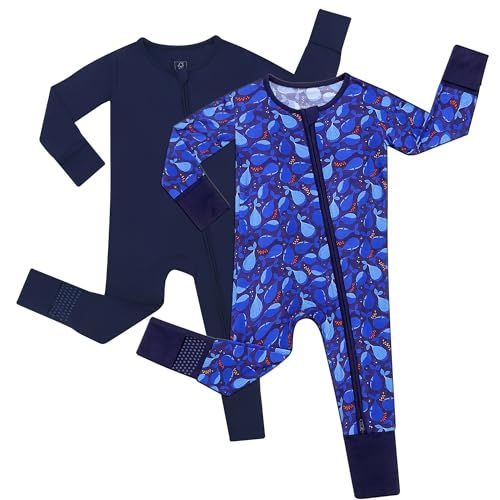 Image of JunNeng Viscose from Bamboo Baby Boy Sleeper with Mitten Cuffs, Footless Soft Zippy Pajamas, Sleep N' Play Romper 0-18 Months