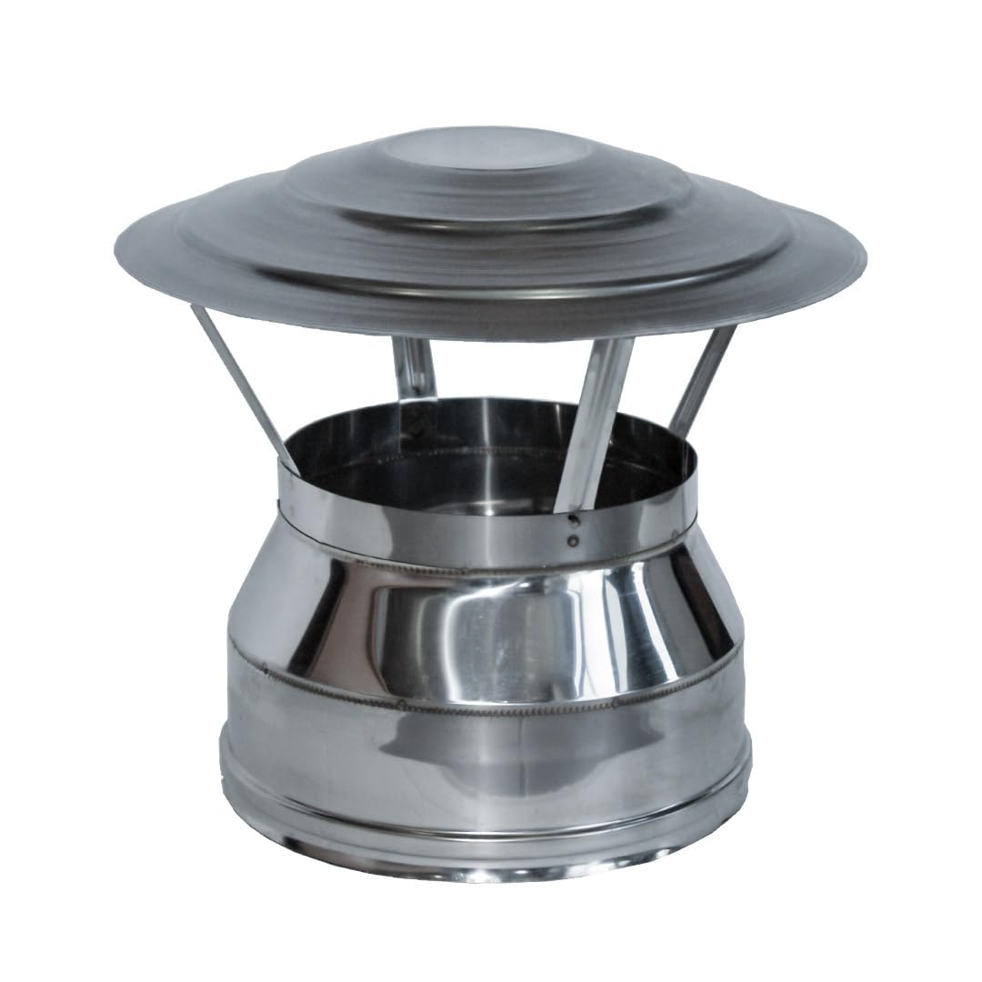 Comignolo Cappello Cinese Coibentato Doppia Parete in Lana di Roccia - in Acciaio Inox AISI 304 BA SP. 5/10 – per Camini (Ø200-250 mm)