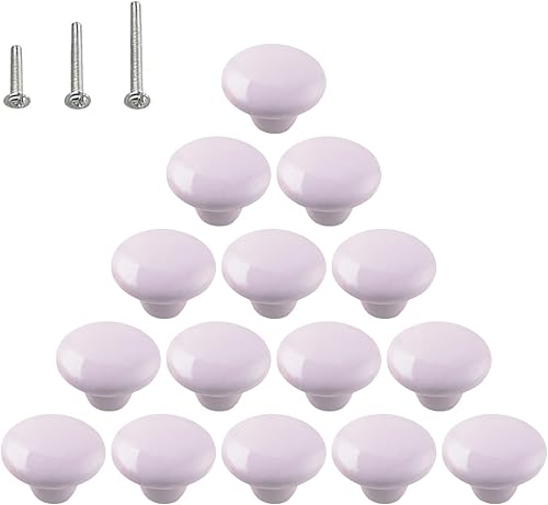 Vista 50 de HUAMULAN 15 pomos de cerámica brillante con botón redondo de hongo, vestidor, tiradores vintage, manijas de puerta, armario, cajón, diámetro de 1.5