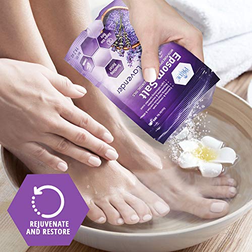 Medpride Epsom Bath Salts Soak For Pain Relief With Lavender Essential Oil- Relaxing Foot Bath Salts For Soothing, Muscle Recovery & Relaxation - Pure Moisturizing Soaking Salts For Men & Women 19.2Oz #TOP2