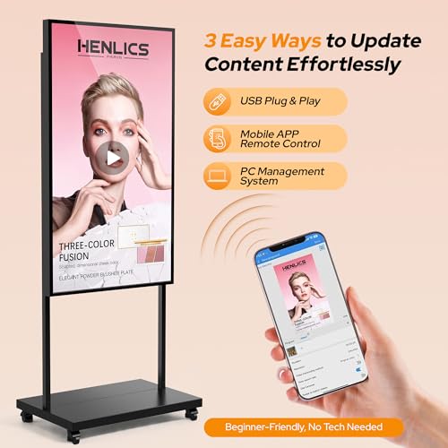 Image of 43 Inch Digital Signage Display, 3000 Nits Ultra Bright LCD Advertising Screen, Android 14 Mobile App Control & CMS with USB /HDMI /WiFi for Retail Restaurant Hotel