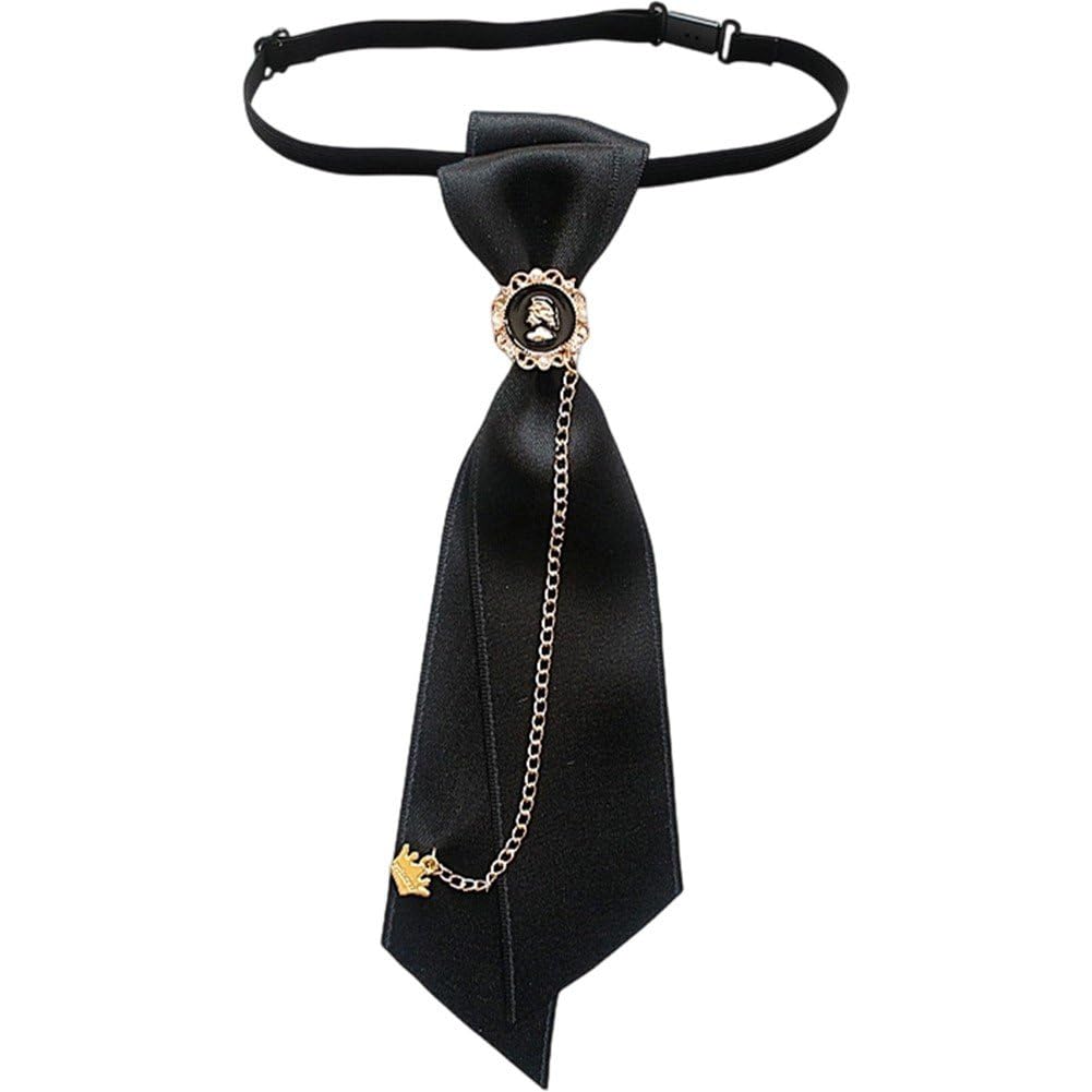 Fituenly Metal Chain Crystal Pendant Bowtie, Gothic Steampunk Rhinestone Necktie for Women, Luxury Decorative Jewelry Bow Tie for Wedding Party