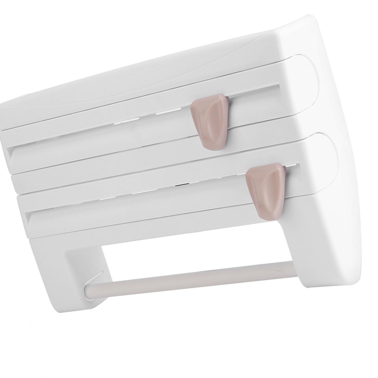 Portarrollos de pared con estante Portarrollos de cocina con cortador de papel de aluminio Portarrollos de papel para rollo de cocina(Blanco)