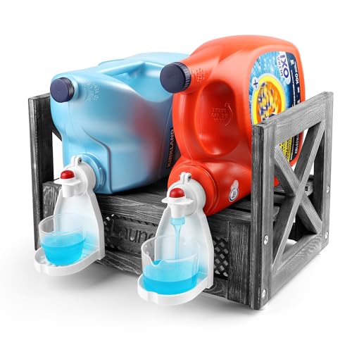 Besuerte Wooden Laundry Detergent Holder – Rustic Farmhouse Laundry Shelf