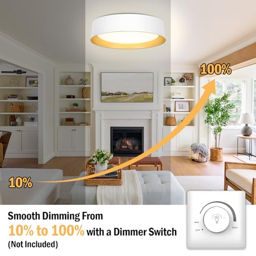 Image of Flush Mount Ceiling Light, 16in Modern Ceiling Light 5 Color Temperature