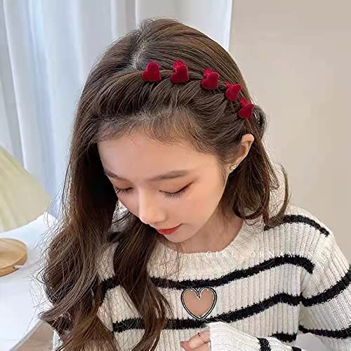 30 Pieces Lovely Heart Velvet Mini Hair Claw Clip Solid Color Small Hairpin For Women Ladies Girls Valentine's Day Gift, Non Slip Mini Claw Clips Clamps Hair Style Accessories For Baby Teens Kids #TOP1