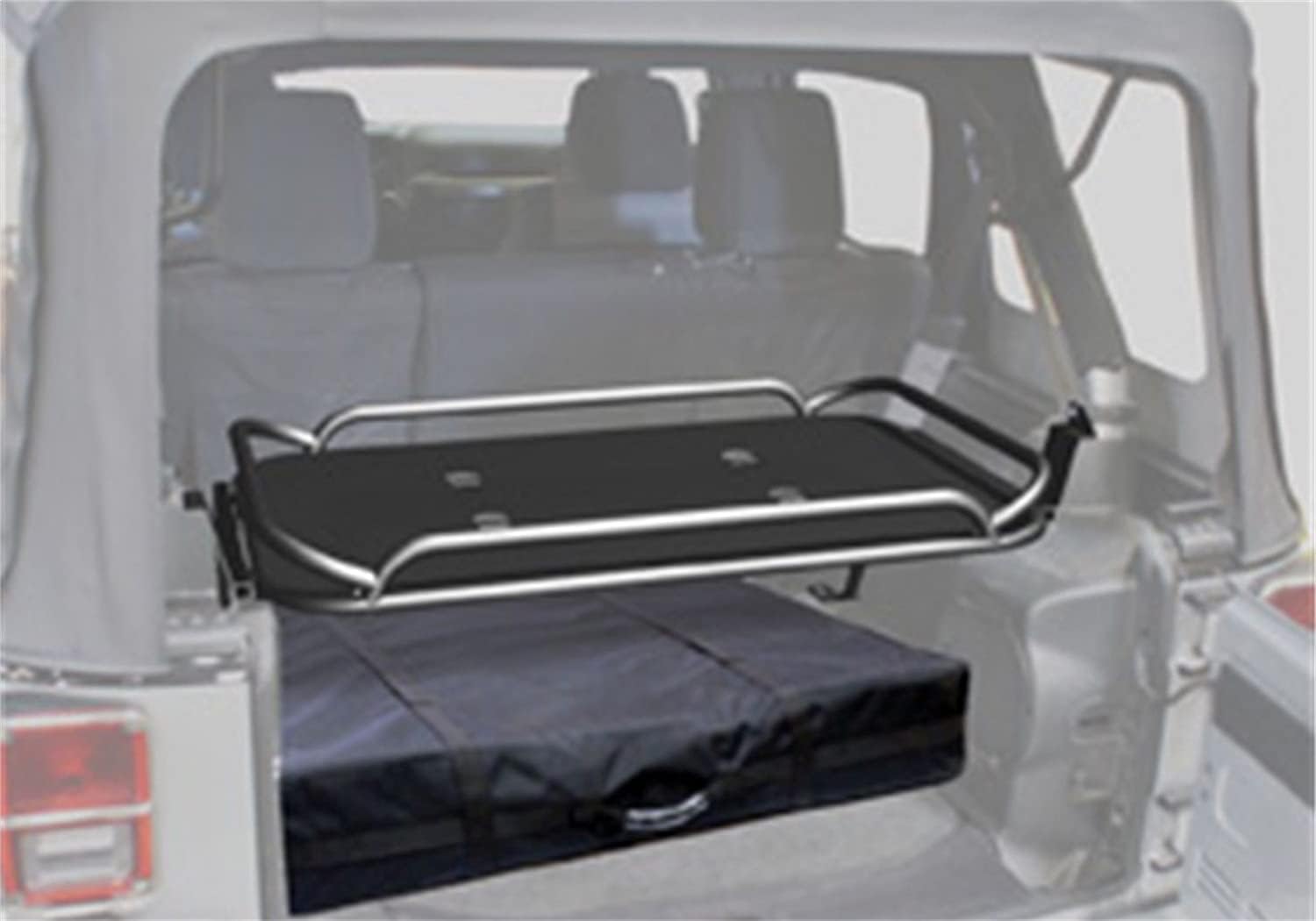 RAMPAGE PRODUCTS Rear Fold-Up Storage Rack for Jeep Wrangler JK | Black Powdercoat, Interior Mount, Fold-Up | 86623 | Fits 2007-2018 Jeep Wrangler JK/JKU