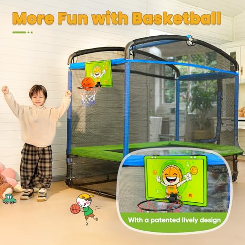 Zupapa 5-in-1 Kids Trampoline with Hammock & Hoop, 6FT, Heavy-Duty, Indoor/Outdoor, 220LBS Capacity