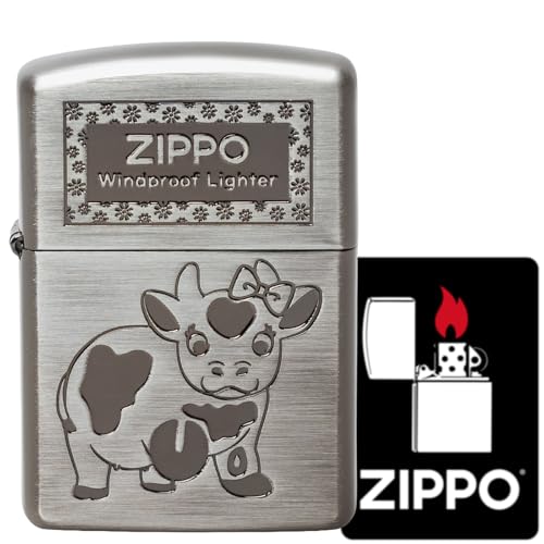 Encendedor Zippo Oil Armor Cow Silver Black miniatura 2